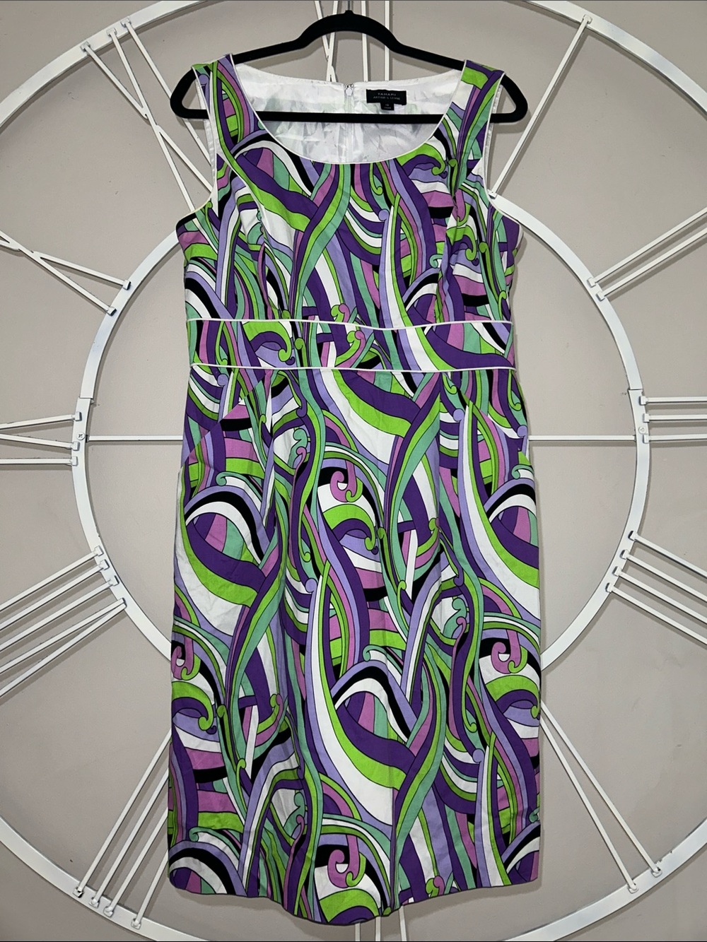 Tahari Arthur S. Levine Sleeveless Abstract Geometric-Print Midi Dress